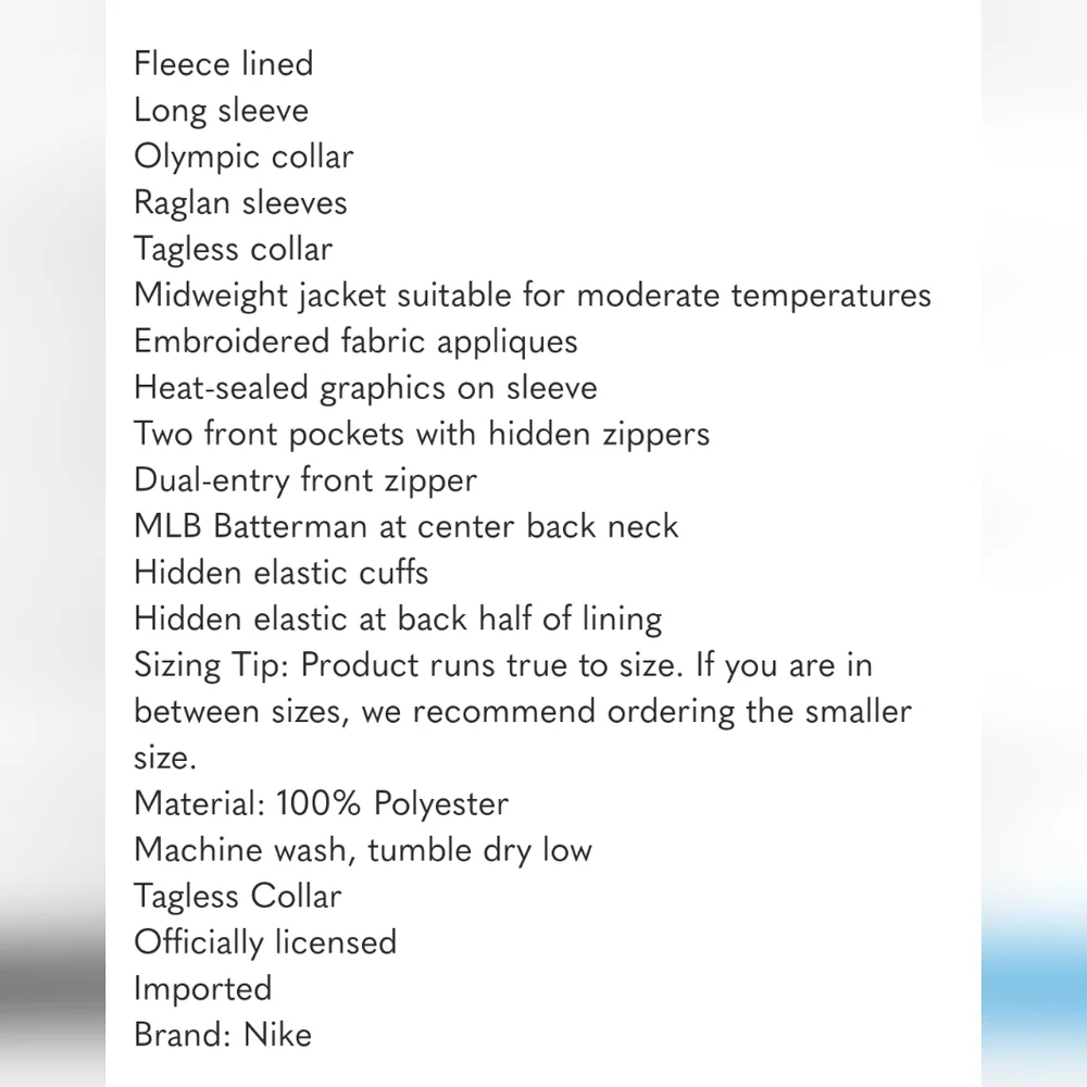 Nike MLB Colorado Rockies Official Dugout Baseball Jacket Size L - Picture 10 of 12